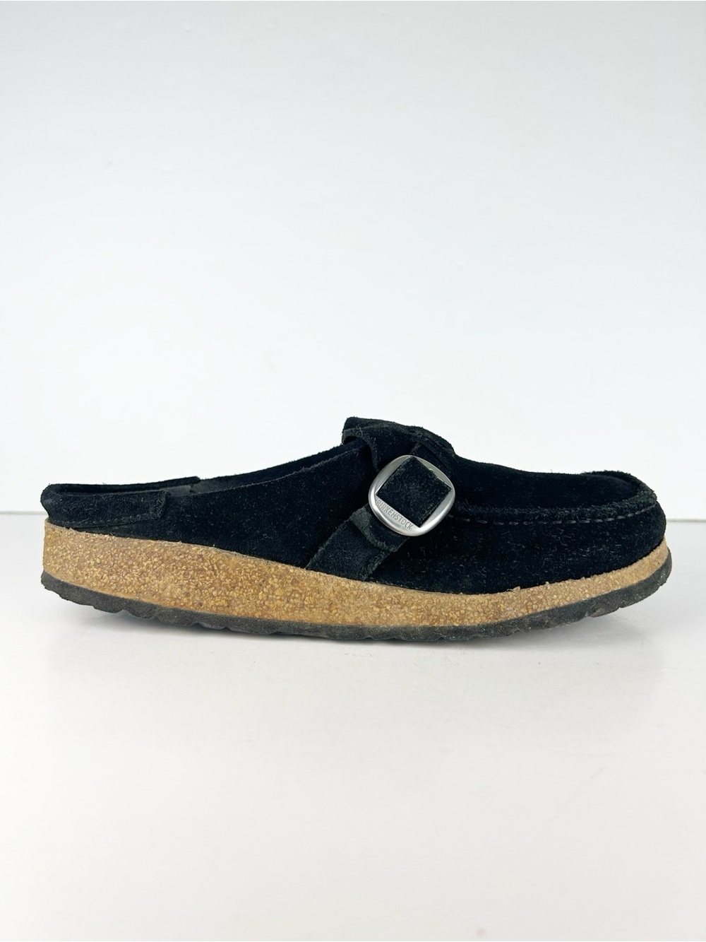 Birkenstock Buckley Black Suede Leather Slip On Shoes Moc Toe Mules EU 39 US L 8 - Picture 6 of 13
